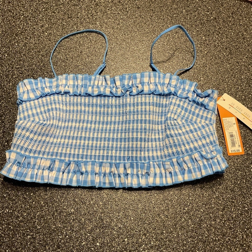 ❤️3/$15 NWT Colsie Blue and White Gingham Bralette Size S